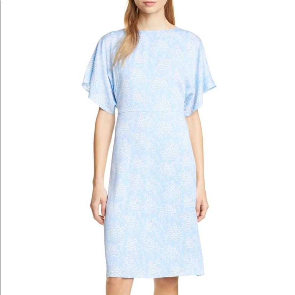 Lewit Blue Siddal Floral Stretch Silk Dress
